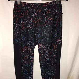 Avia Women's Black Pink Elastic Waistband Abstract Athletic Leggings Size 4